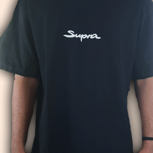 supra” black oversize tee